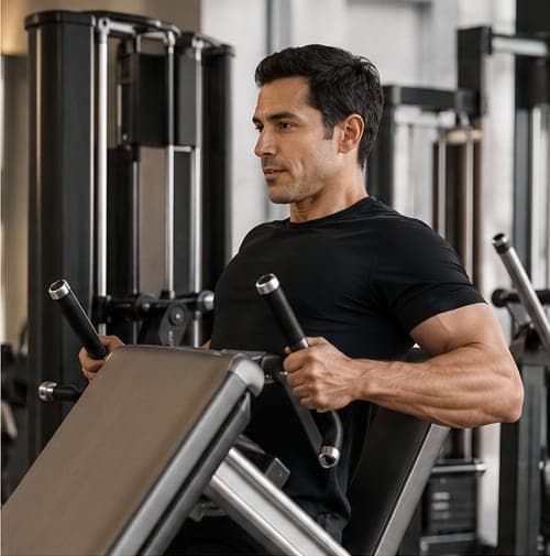 Persona entrenando fuerza con técnica controlada